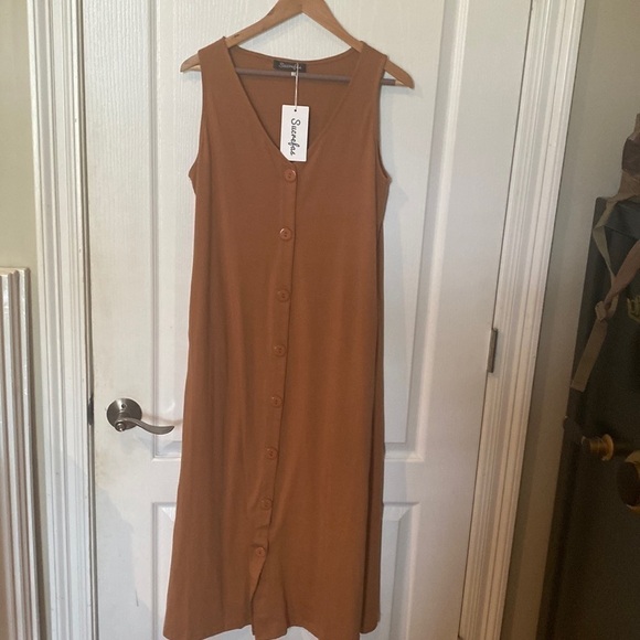 Sucrefas sz S V-neck button down tank maxi dress NWT - Picture 1 of 7